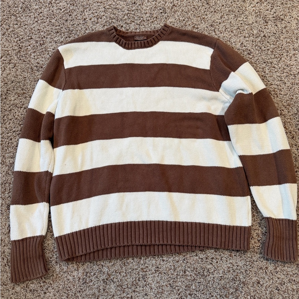 Brandy Melville Brown and White Striped Sweatshirt